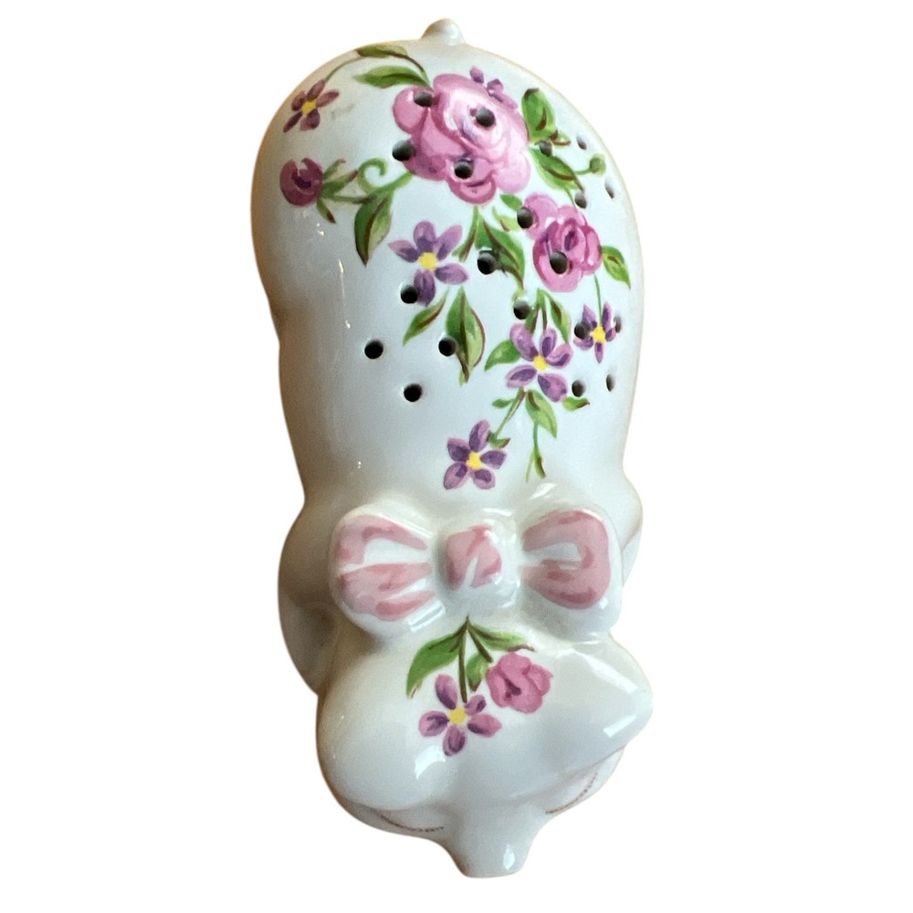Vintage floral pomander pig potpourri hand painted ceramarte in Brazil for Avon